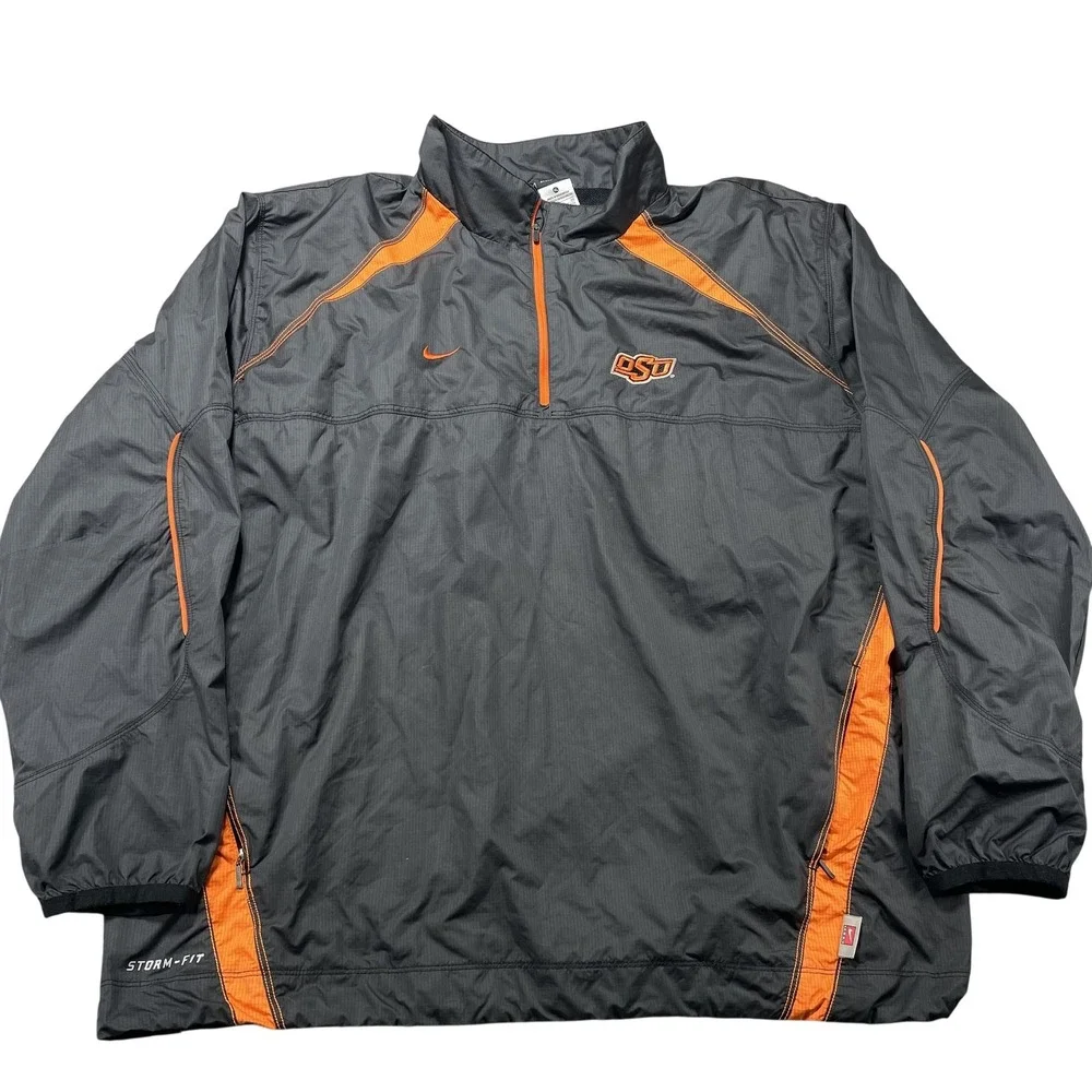Oklahoma State Cowboys Jacket Mens XL Gray NCAA Football Nike Storm Fit Pullover